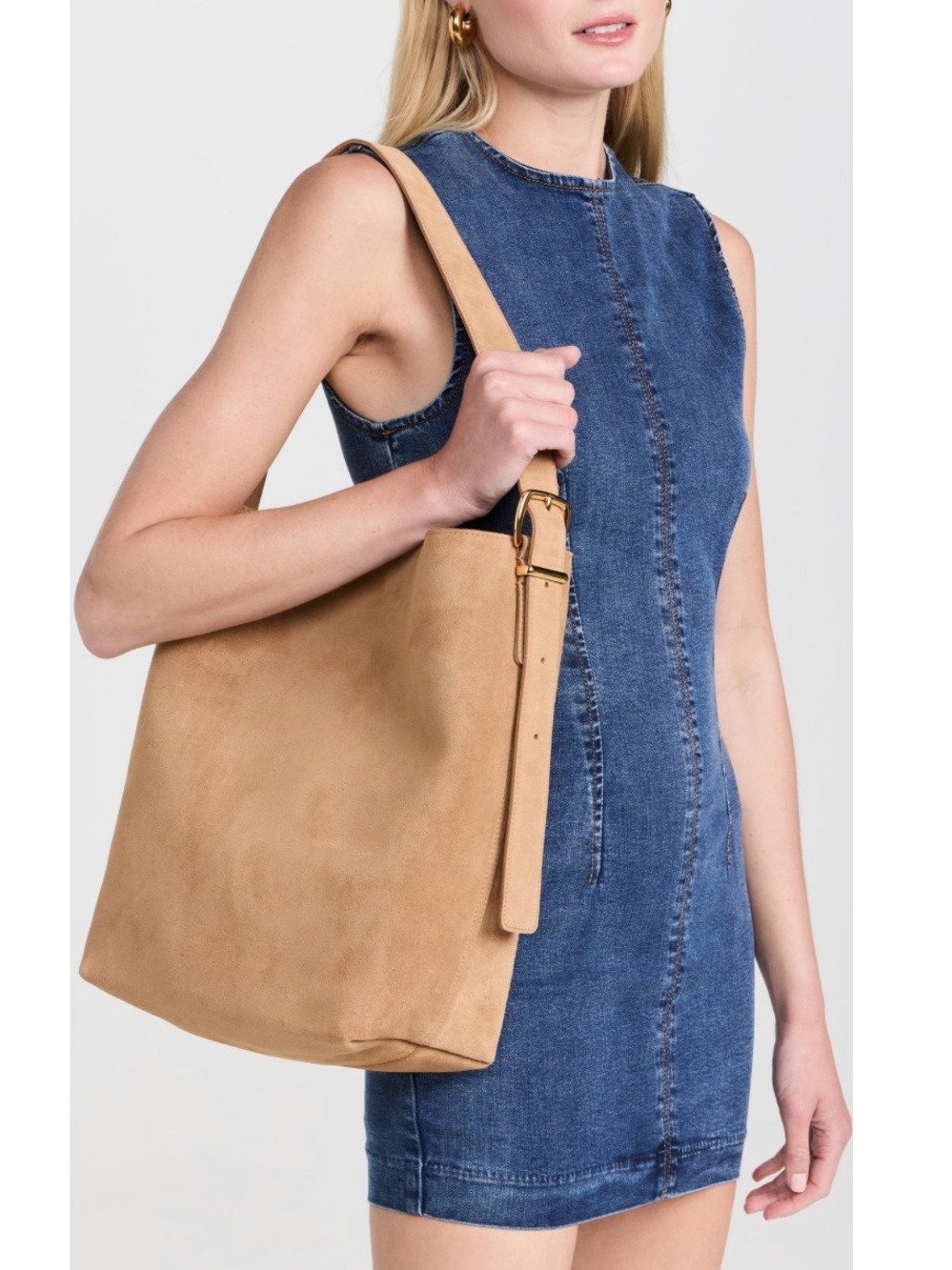 ❤️ Madewell Suede Leather Maxi Essential Bucket Bag Tawny Khaki Tan